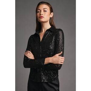 Sunday in Brooklyn Black Sequin Button-down | New Size Small